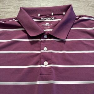 Bonobos Polo Shirt Adult XXL Stripe Purple Standard Fit Performance Stretch Golf